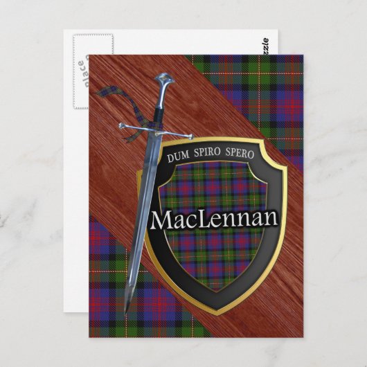 Clan MacLennan Tartan Sword & Shield Briefkaart (Voorkant / Achterkant)
