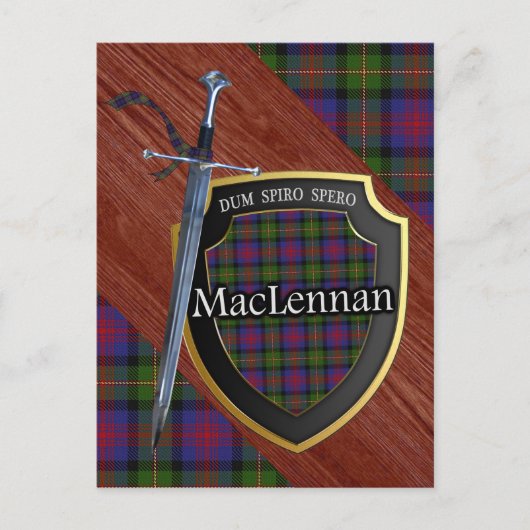 Clan MacLennan Tartan Sword & Shield Briefkaart (Voorkant)