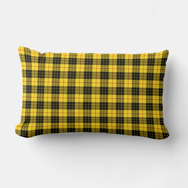 Clan MacLeod Black en Yellow Tartan Kussen (Voorkant)