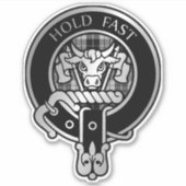 Clan MacLeod Crest & Black & White Tartan Sticker (Voorkant)