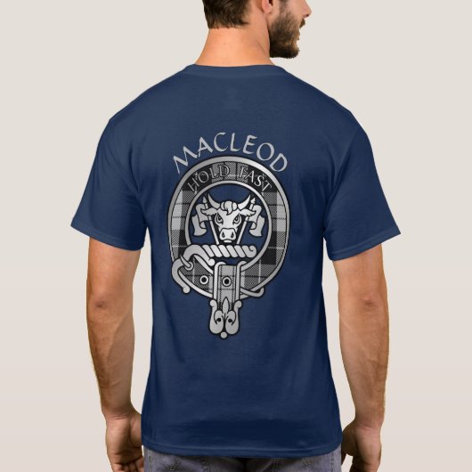 Clan MacLeod Crest & Black & White Tartan T-Shirt (Achterkant)