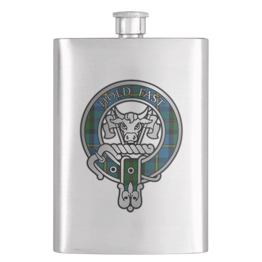 Clan MacLeod Crest & Hunting Tartan Flask Flacon (Voorkant)