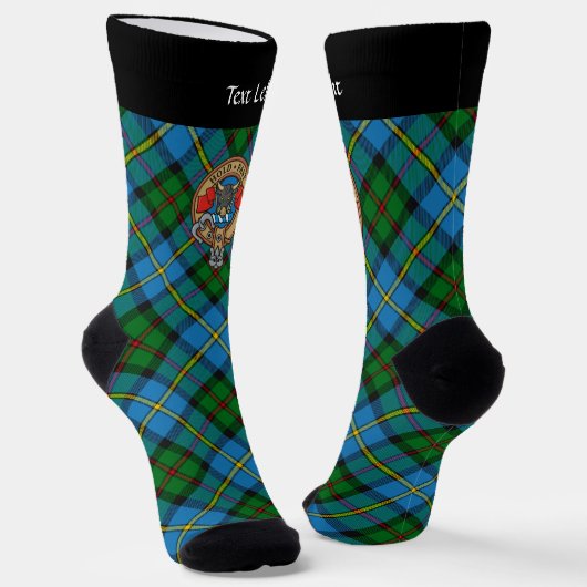 Clan MacLeod Crest over het jagen op Tartan Socks Sokken (Gebogen)