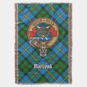 Clan MacLeod Crest over jacht-tartan Deken