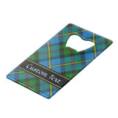 Clan MacLeod Crest over jagen op Tartan Creditkaart Flessenopener (Achterkant Gekanteld)