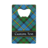 Clan MacLeod Crest over jagen op Tartan Creditkaart Flessenopener (Achterkant)