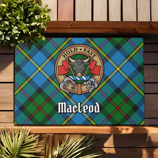 Clan MacLeod Crest over jagen op Tartan Deurmat