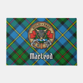 Clan MacLeod Crest over jagen op Tartan Deurmat (Voorkant)
