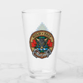 Clan MacLeod Crest over jagen op Tartan Glas (Voorkant)