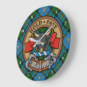 Clan MacLeod Crest over jagen op Tartan Grote Klok (Hoek)