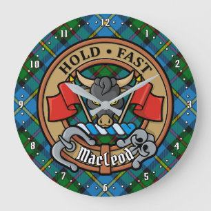 Clan MacLeod Crest over jagen op Tartan Grote Klok