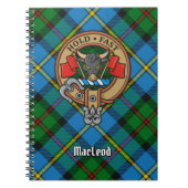 Clan MacLeod Crest over jagen op Tartan Notitieboek (Voorkant)