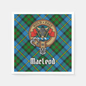 Clan MacLeod Crest over jagen op Tartan Servet (Voorkant)