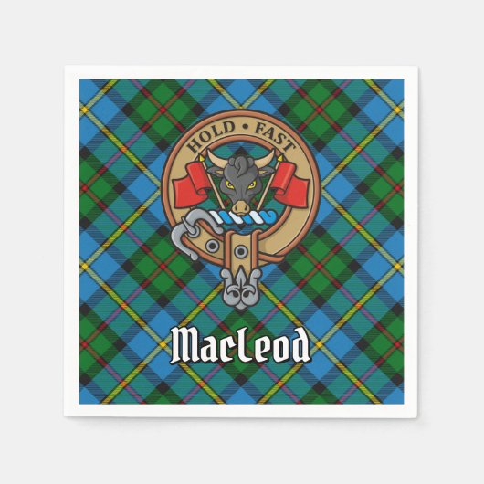 Clan MacLeod Crest over jagen op Tartan Servet (Voorkant)