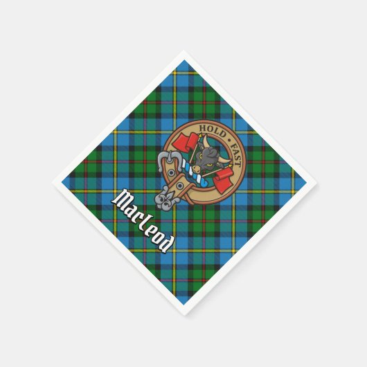 Clan MacLeod Crest over jagen op Tartan Servet (Hoek)