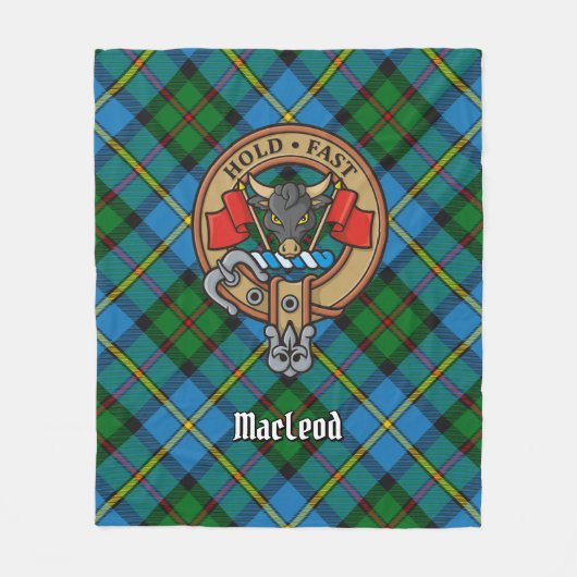 Clan MacLeod Crest over Tartan Fleece Deken (Voorkant)