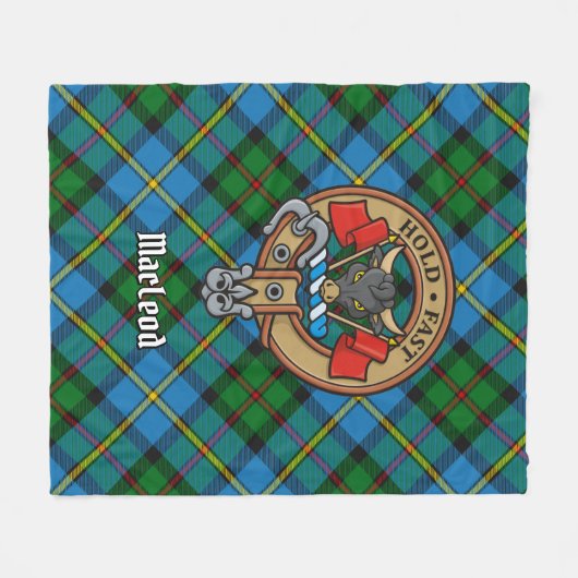 Clan MacLeod Crest over Tartan Fleece Deken (Voorkant (Horizontaal))