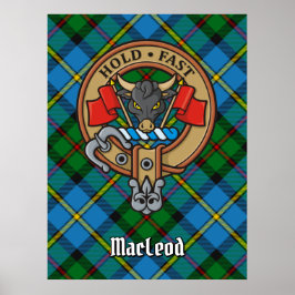 Clan MacLeod Crest over Tartan Poster
