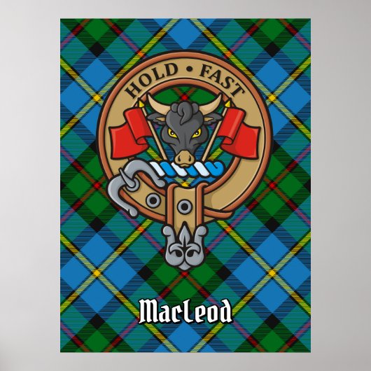 Clan MacLeod Crest over Tartan Poster (Voorkant)