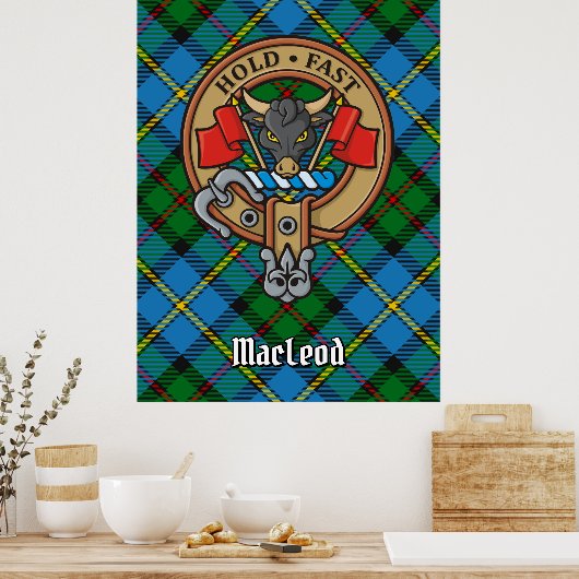 Clan MacLeod Crest over Tartan Poster (Keuken)