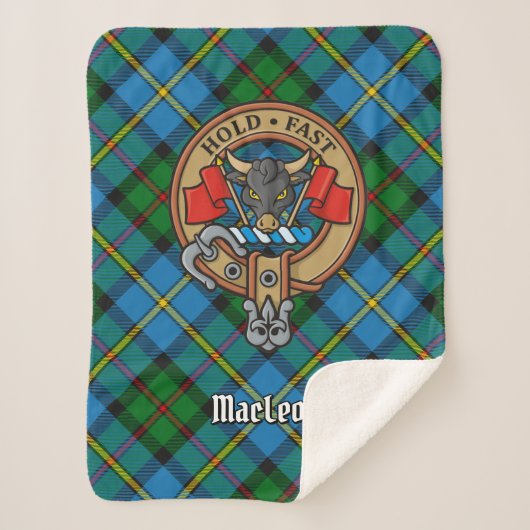 Clan MacLeod Crest over Tartan Sherpa Deken (Voorkant)