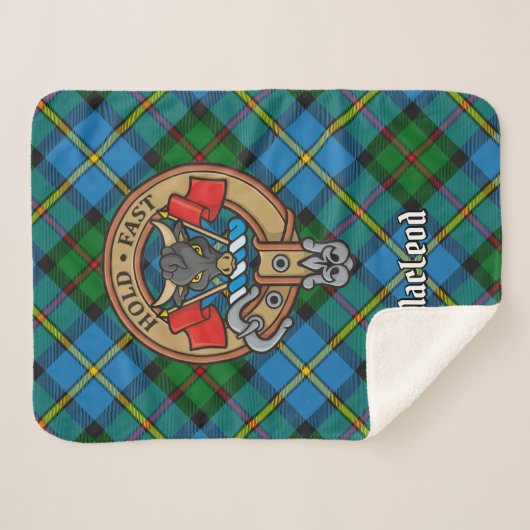 Clan MacLeod Crest over Tartan Sherpa Deken (Voorkant (horizontaal))