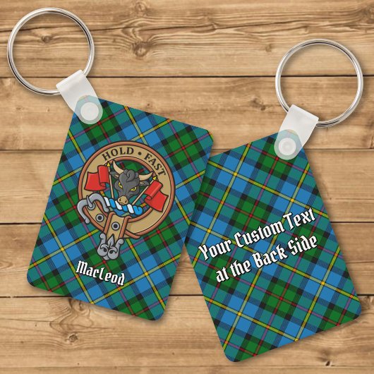 Clan MacLeod Crest over Tartan Sleutelhanger