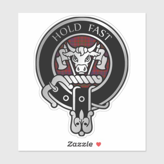 Clan MacLeod Crest & Red Tartan Sticker (Vel)