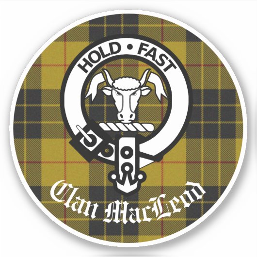 Clan MacLeod Crest Tartan Aangepaste Vinyl Decal Sticker (Voorkant)