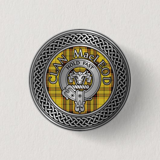 Clan MacLeod Crest & Tartan Knot Button (Voorkant)