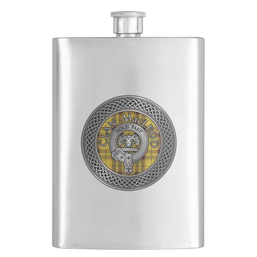 Clan MacLeod Crest & Tartan Knot Flask Flacon (Voorkant)