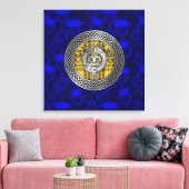 Clan MacLeod Crest & Tartan Knot op Thistle Canvas Afdruk (Insitu (Woonkamer))