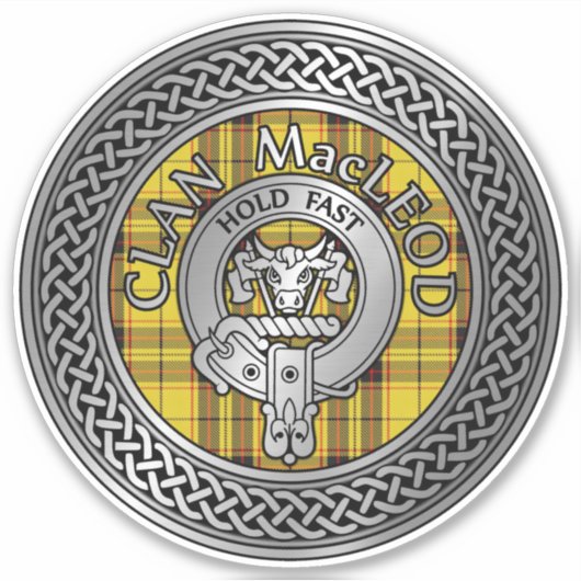 Clan MacLeod Crest & Tartan Knot Sticker (Voorkant)