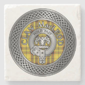 Clan MacLeod Crest & Tartan Knot Stone Onderzetter (Voorkant)