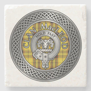 Clan MacLeod Crest & Tartan Knot Stone Onderzetter