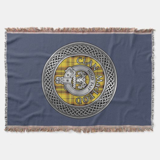 Clan MacLeod Crest & Tartan Knot Throw Blanket Deken (Voorkant)