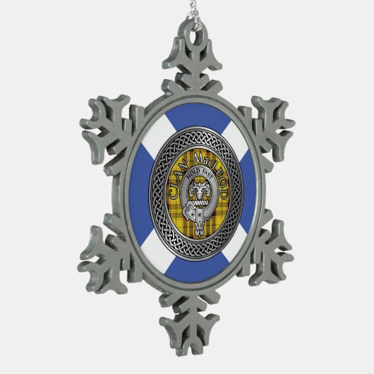 Clan MacLeod Crest & Tartan Knot Tin Sneeuwvlok Ornament (Links)