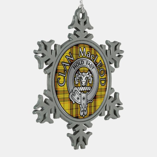 Clan MacLeod Crest & Tartan Tin Sneeuwvlok Ornament (Links)