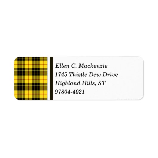 Clan MacLeod Geel en Zwart Schots Tartan Etiket (Voorkant)