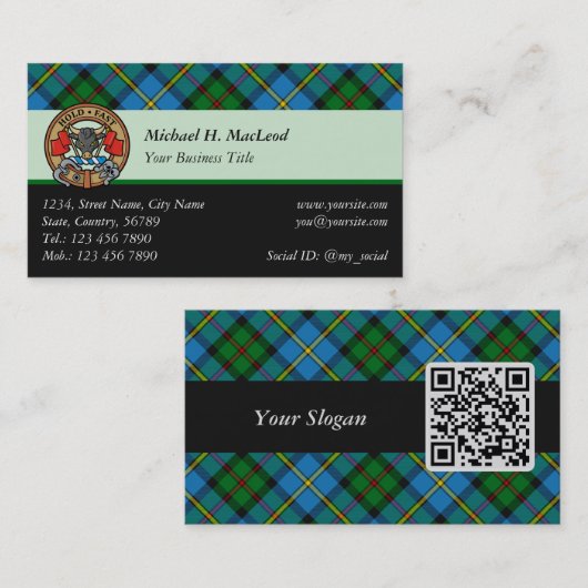 Clan MacLeod Hunting Tartan Visitekaartje (Voorkant / Achterkant)