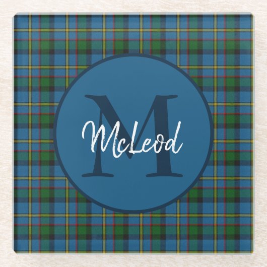Clan MacLeod Monogrammed Glazen Onderzetter (Voorkant)