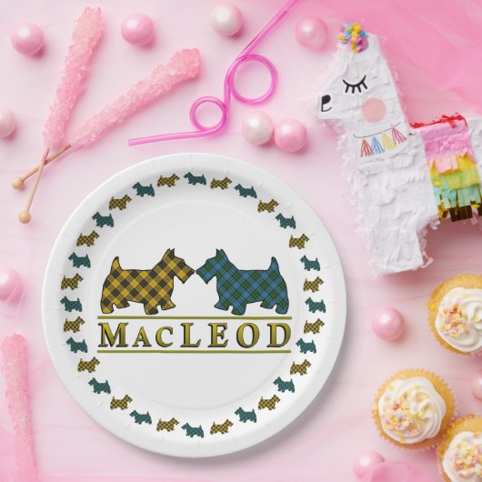 Clan MacLeod Schotse Tartan Scottie Dogs Papieren Bordje (Feest)