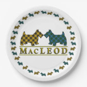 Clan MacLeod Schotse Tartan Scottie Dogs Papieren Bordje (Voorkant)
