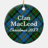 Clan MacLeod Scottish Blue en Green Tartan Keramisch Ornament (Achterkant)