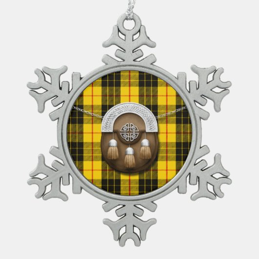 Clan MacLeod Tartan en Sporran Tin Sneeuwvlok Ornament (Voorkant)