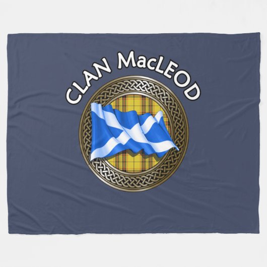 Clan MacLeod Tartan Knot & Flag Fleece Deken (Voorkant (Horizontaal))