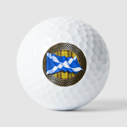 Clan MacLeod Tartan Knot & Flag Golfballen (Voorkant)