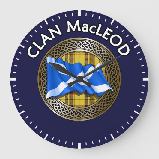 Clan MacLeod Tartan Knot & Flag Grote Klok (Voorkant)