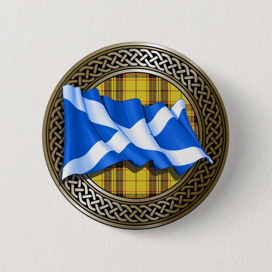 Clan MacLeod Tartan Knot & Flag Ronde Button 5,7 Cm (Voorkant)