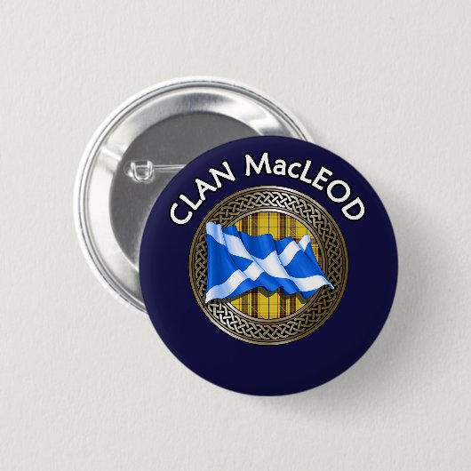 Clan MacLeod Tartan Knot & Flag Ronde Button 5,7 Cm (Voorkant /achterkant)